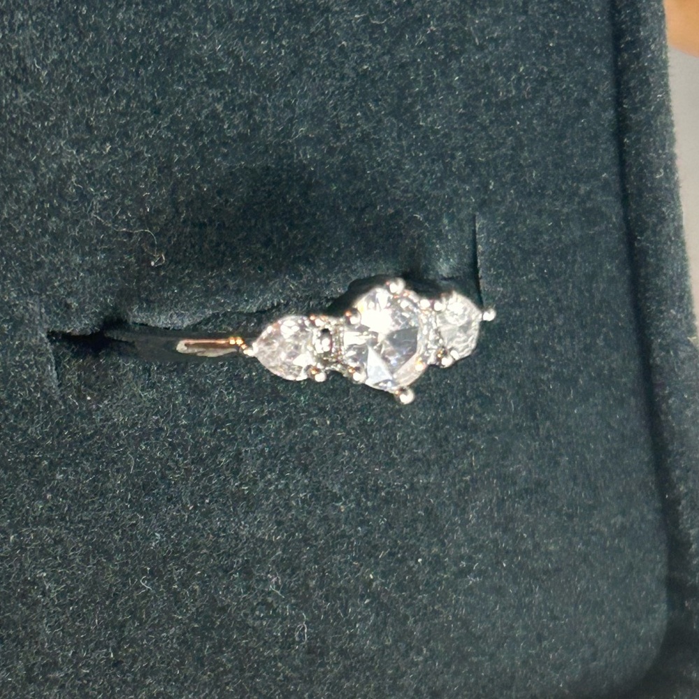 Silver toned Ring with Clear faux Stones
